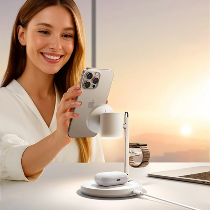 Ładowarka Sieciowa Bezprzewodowa Joyroom JR-W23 3w1, 15W, 1.67A, Biała