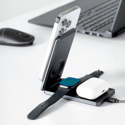 Ładowarka Sieciowa Bezprzewodowa Proove Metal Edge 3w1, 15W, 1.67A, Szara WSME15010003