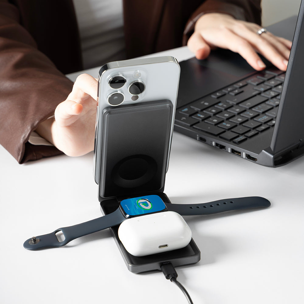 Ładowarka Sieciowa Bezprzewodowa Proove Metal Edge 3w1, 15W, 1.67A, Szara WSME15010003