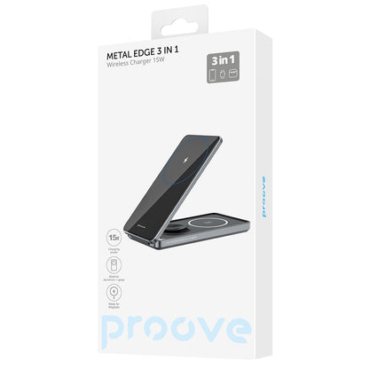 Ładowarka Sieciowa Bezprzewodowa Proove Metal Edge 3w1, 15W, 1.67A, Szara WSME15010003