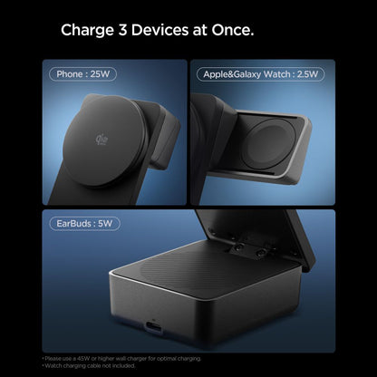 Ładowarka Sieciowa Bezprzewodowa Spigen EF323MQ Essential 3in1, 25W, Czarna ACH10398