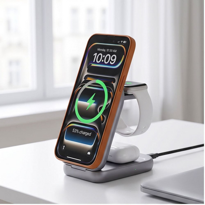 Ładowarka sieciowa bezprzewodowa Tech-Protect A53 3w1, 25W, szara