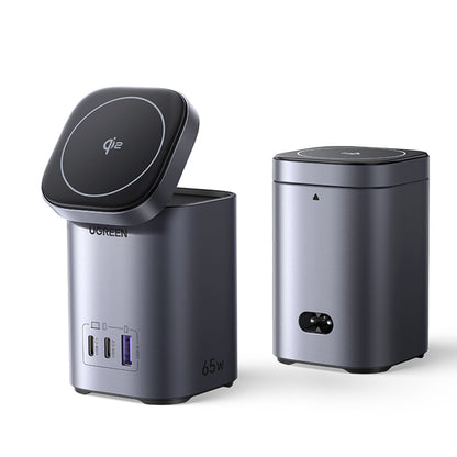 Ładowarka Sieciowa Bezprzewodowa UGREEN X555 4w1, 65W, 3.25A, 1 x USB-A - 2 x USB-C, Szara