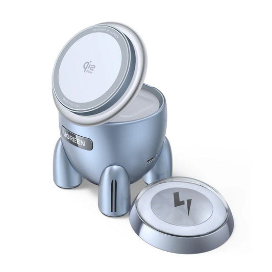 Ładowarka sieciowa bezprzewodowa UGREEN W713 2w1, 25W, Niebieska