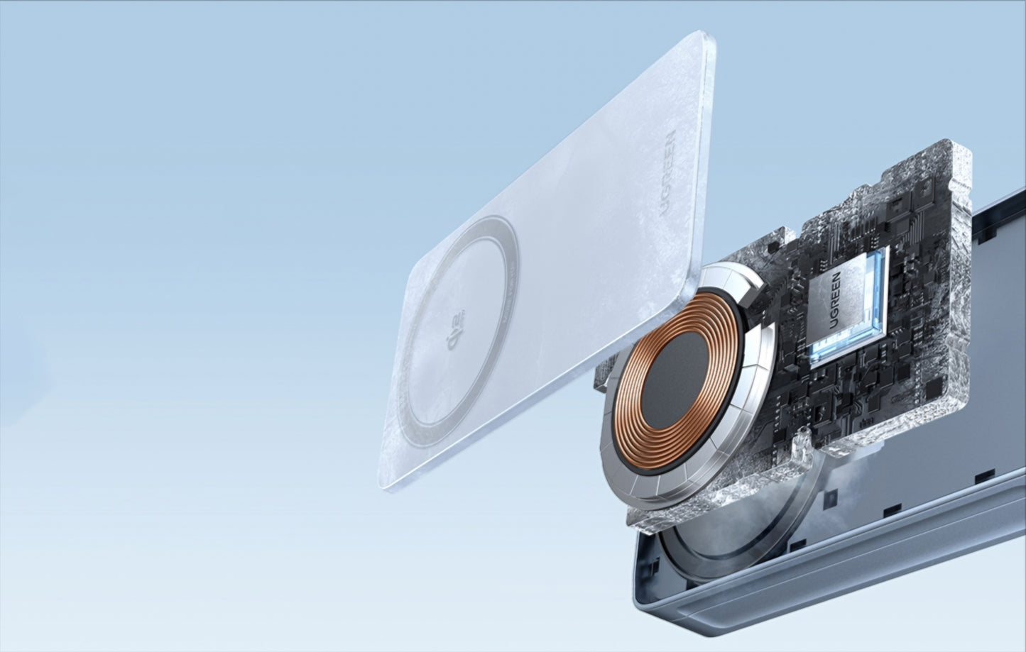 Ładowarka Sieciowa Bezprzewodowa UGREEN MagFlow 2w1, 25W, Niebieska