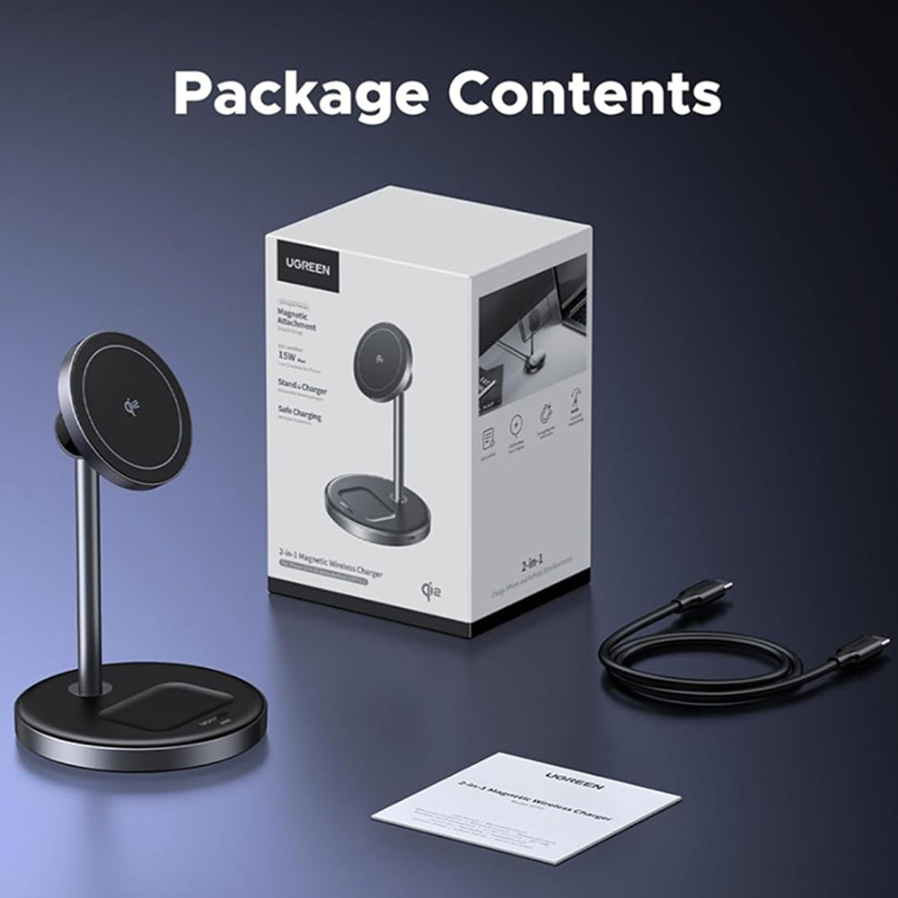 Ładowarka Sieciowa Bezprzewodowa UGREEN W710 3w1, 20W, 1.67A, 1 x USB-C, Czarny