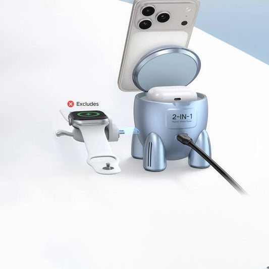 Ładowarka sieciowa bezprzewodowa UGREEN W713 2w1, 25W, Niebieska