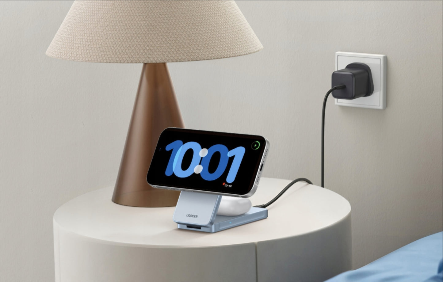 Ładowarka Sieciowa Bezprzewodowa UGREEN MagFlow 2w1, 25W, Niebieska