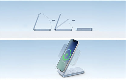 Ładowarka Sieciowa Bezprzewodowa UGREEN MagFlow 2w1, 25W, Niebieska