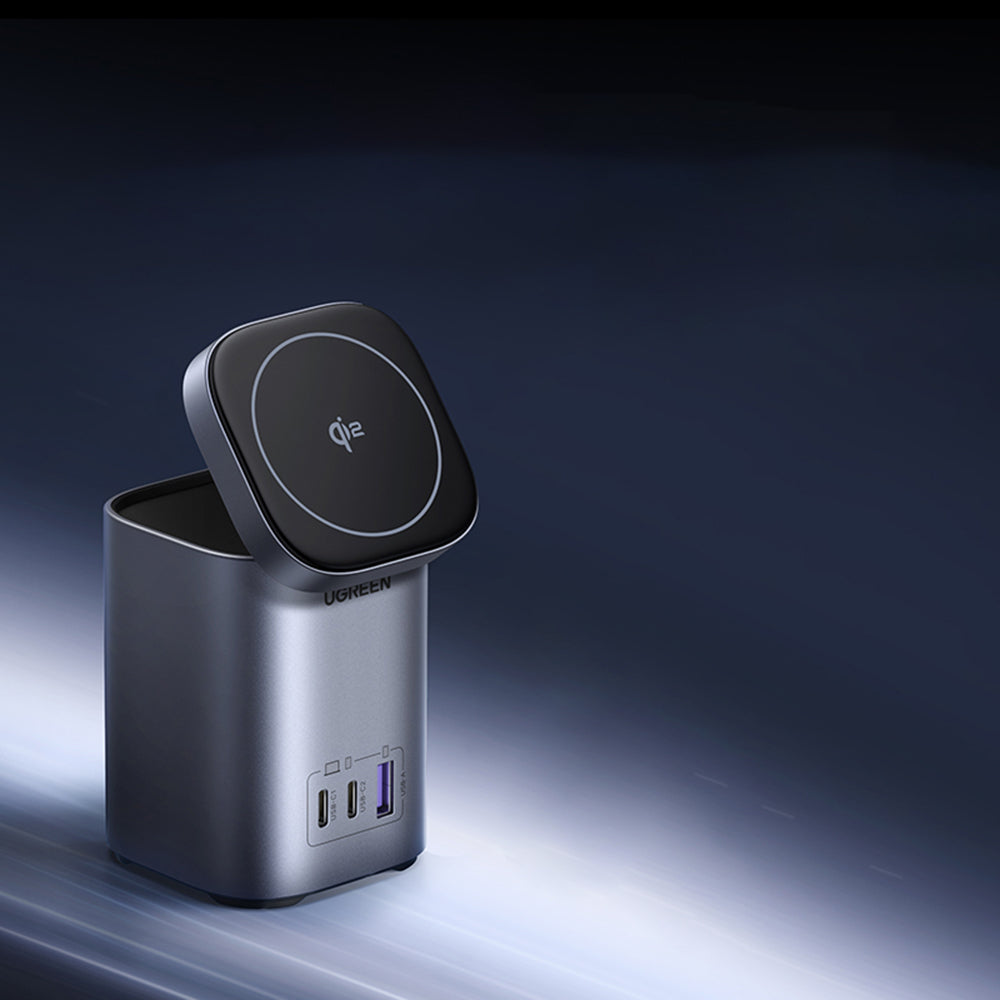 Ładowarka Sieciowa Bezprzewodowa UGREEN X555 4w1, 65W, 3.25A, 1 x USB-A - 2 x USB-C, Szara