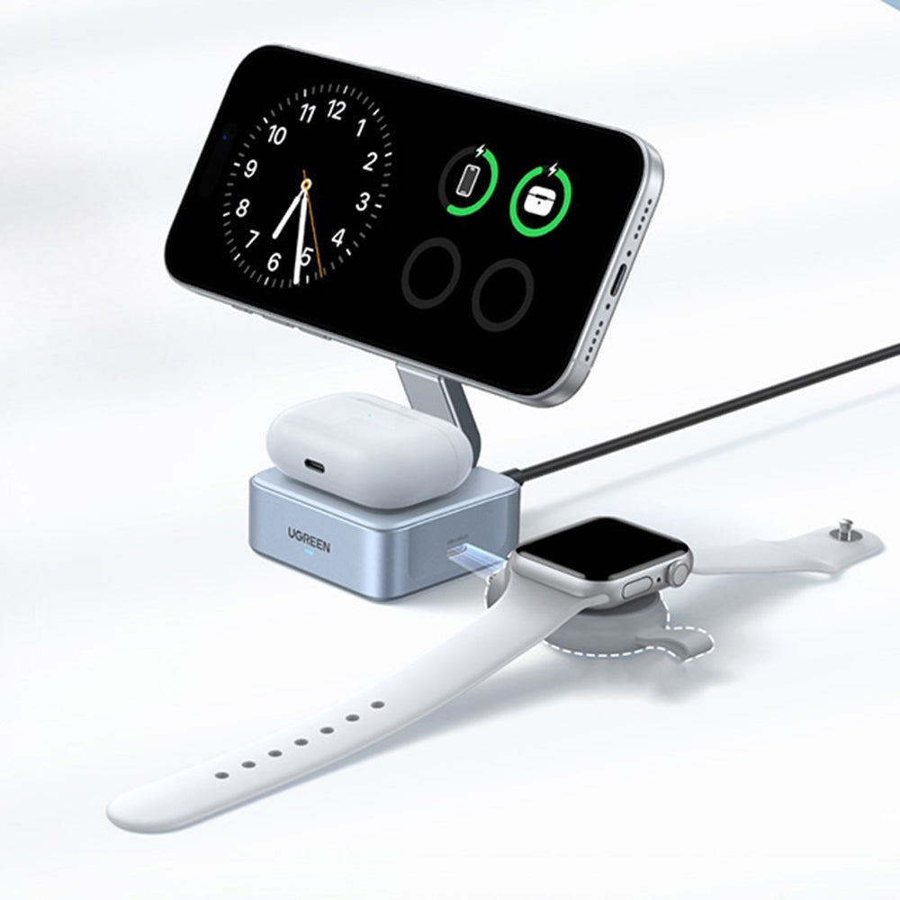 Ładowarka sieciowa bezprzewodowa UGREEN W752 2w1, 35W, 3A, 1 x USB-C, Niebieska