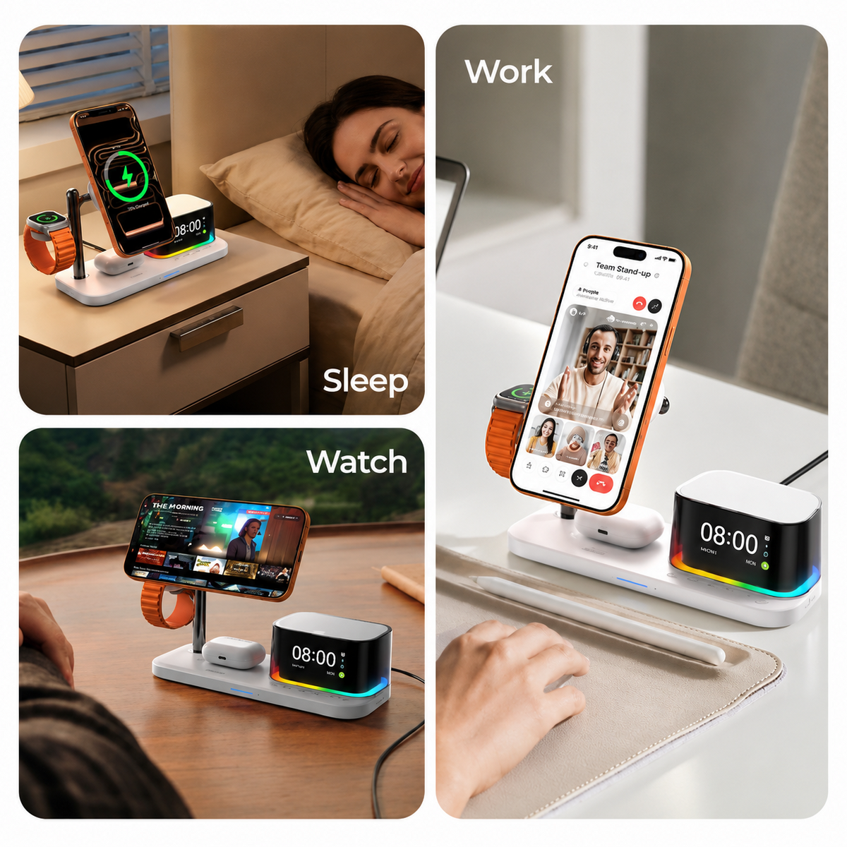 Wireless Network Charger with Bluetooth Speaker XO Design CX045 5in1, 25W, Black