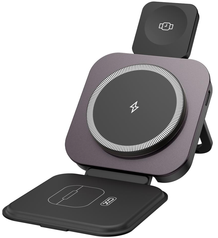 Ładowarka sieciowa bezprzewodowa XO Design CX035 3w1, 15W, 1,67A, czarna, ponownie zapakowana