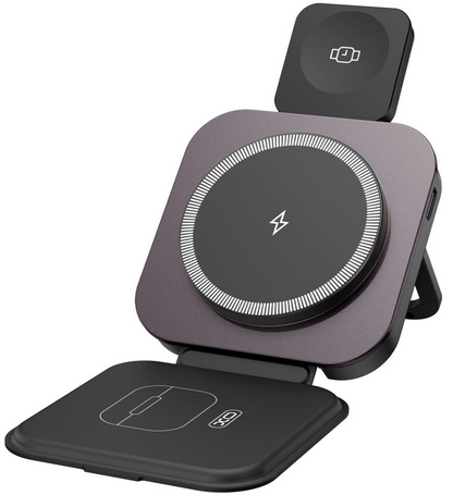 Ładowarka sieciowa bezprzewodowa XO Design CX035 3w1, 15W, 1,67A, czarna, ponownie zapakowana
