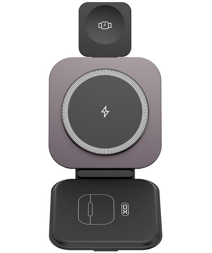 Ładowarka sieciowa bezprzewodowa XO Design CX035 3w1, 15W, 1,67A, czarna, ponownie zapakowana