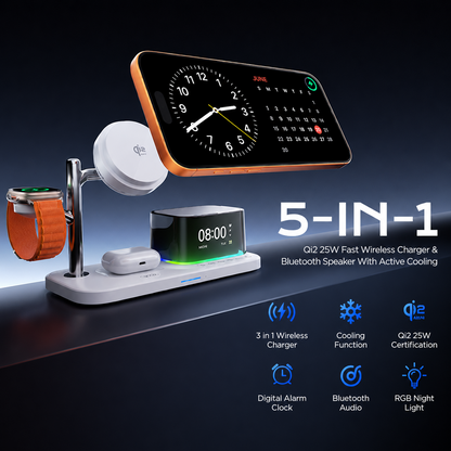 Wireless Network Charger with Bluetooth Speaker XO Design CX045 5in1, 25W, White