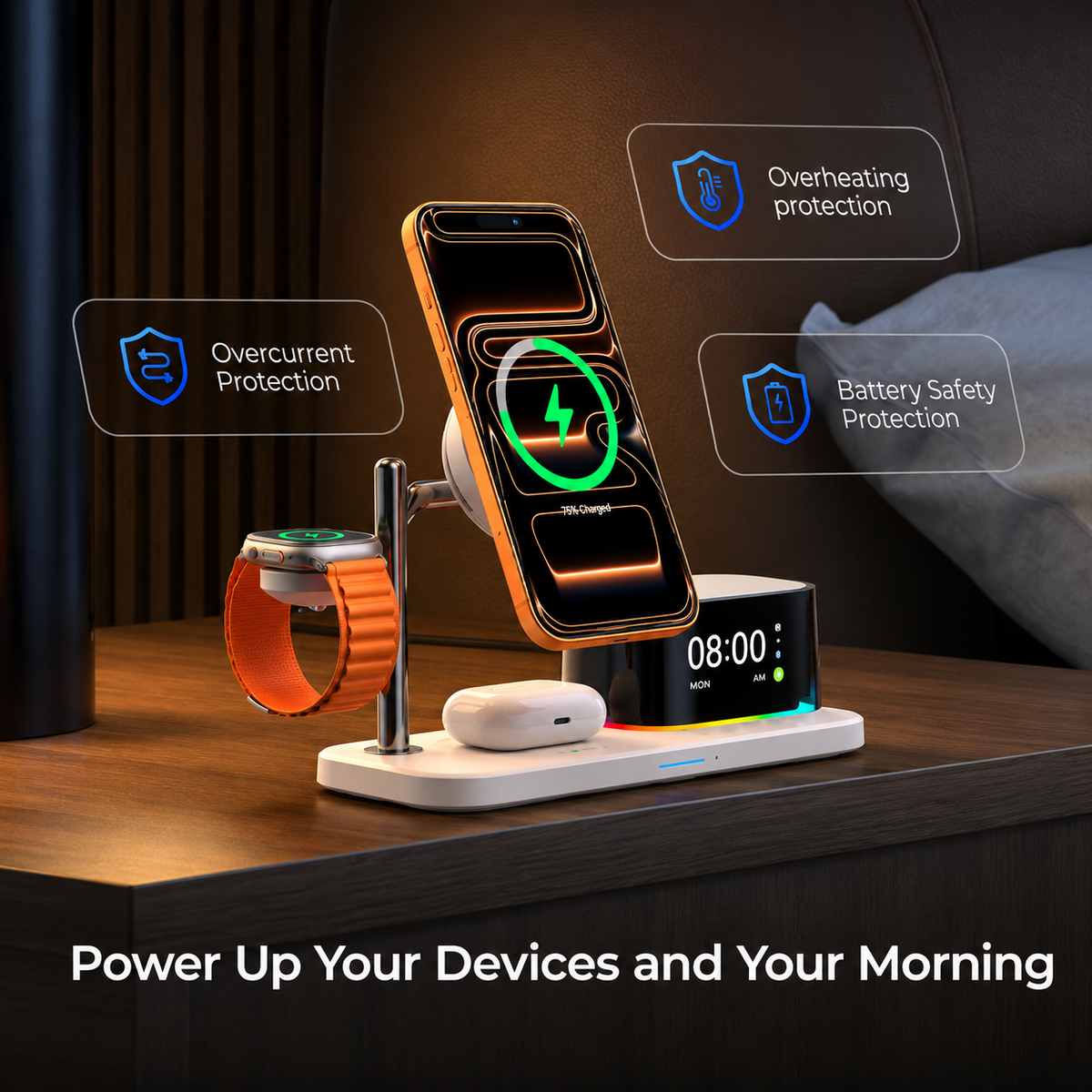 Wireless Network Charger with Bluetooth Speaker XO Design CX045 5in1, 25W, White