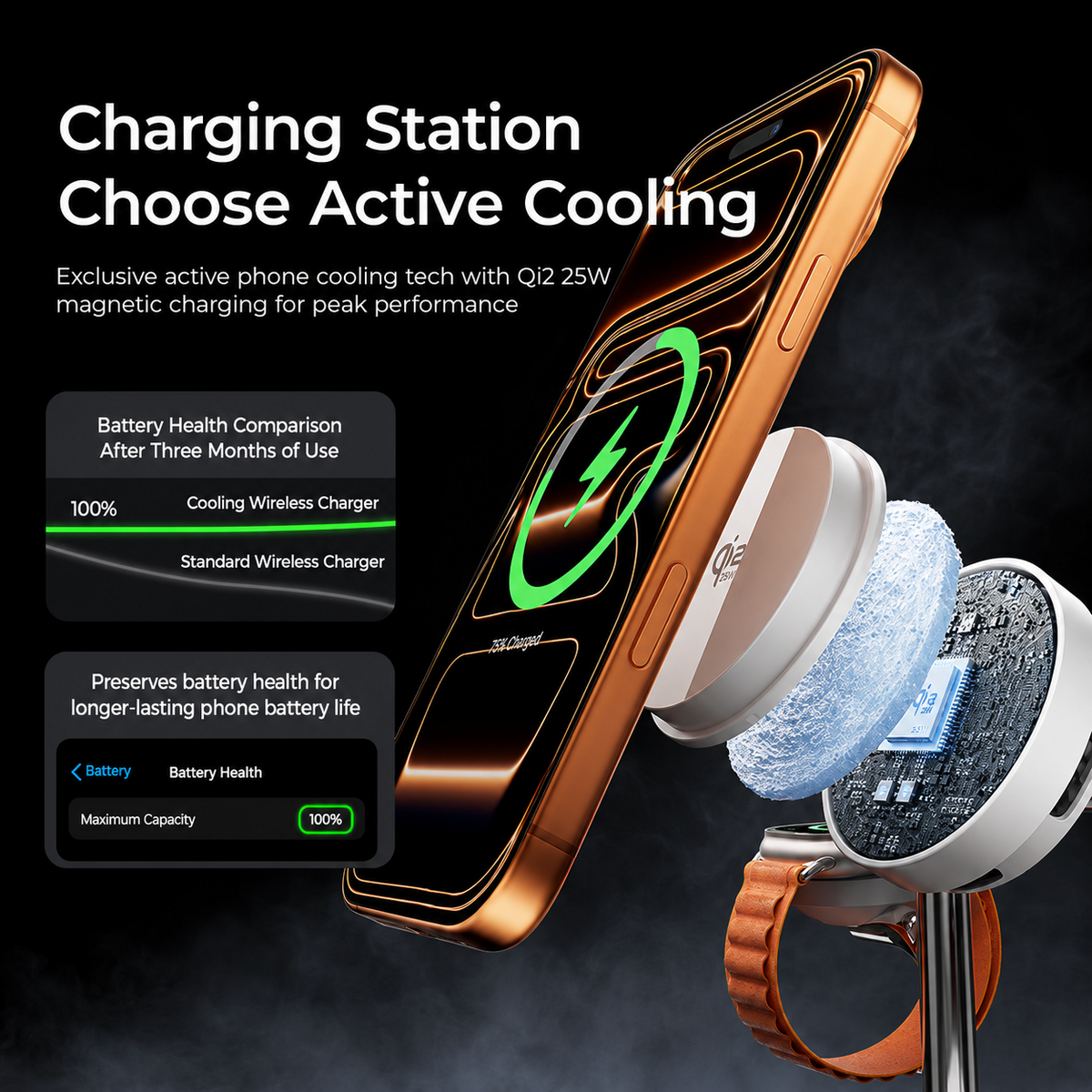 Wireless Network Charger with Bluetooth Speaker XO Design CX045 5in1, 25W, Black