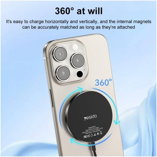 Ładowarka Sieciowa Bezprzewodowa Yesido DS21, 15W, 1.67A, Czarna