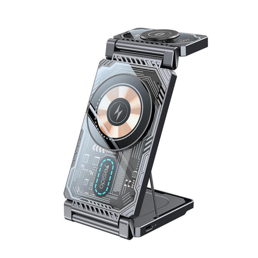 Ładowarka sieciowa bezprzewodowa Yesido DS25 3w1, 15W, 1.67A, Czarna