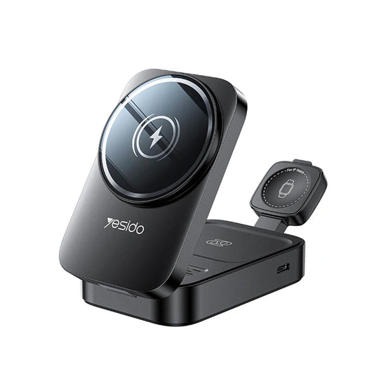 Ładowarka sieciowa bezprzewodowa Yesido DS27 3w1, 15W, 1.67A, Czarna