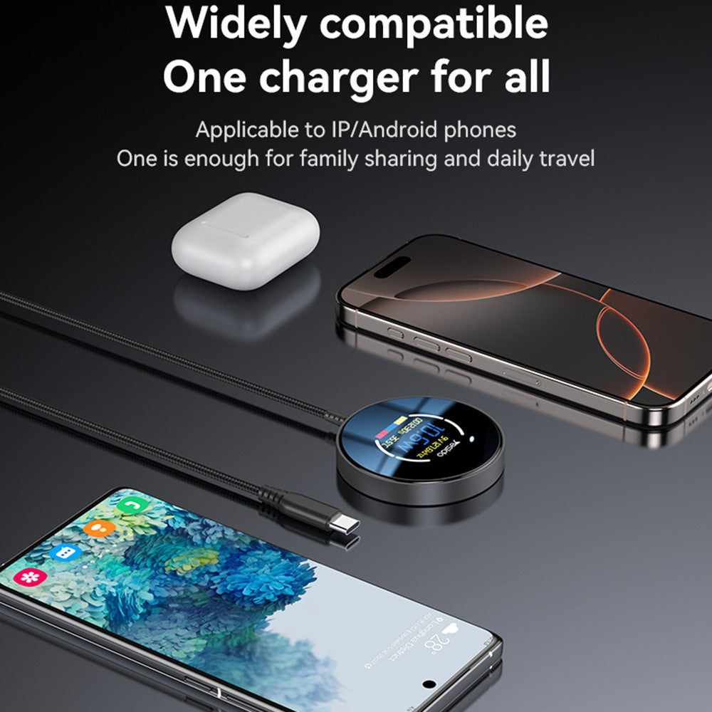 Ładowarka Sieciowa Bezprzewodowa Yesido DS28 Display, 15W, 1.67A, Czarny