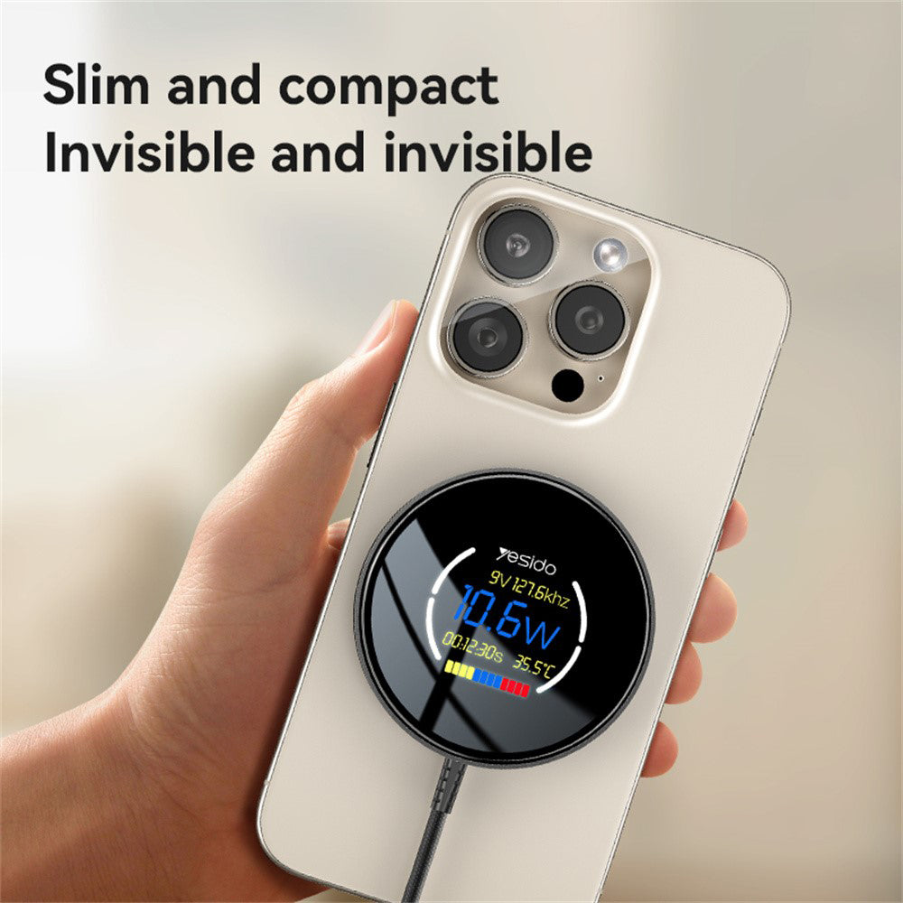 Ładowarka Sieciowa Bezprzewodowa Yesido DS28 Display, 15W, 1.67A, Czarny