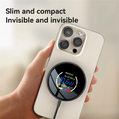 Ładowarka Sieciowa Bezprzewodowa Yesido DS28 Display, 15W, 1.67A, Czarny