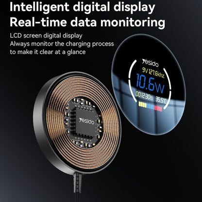 Ładowarka Sieciowa Bezprzewodowa Yesido DS28 Display, 15W, 1.67A, Czarny