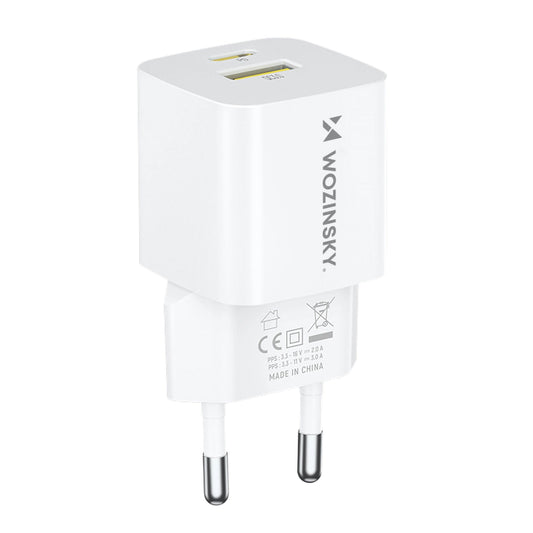 Ładowarka sieciowa WZK WWCEAC, 33W, 3A, 1 x USB-A - 1 x USB-C, Biała
