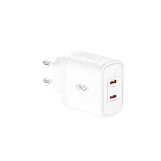 Ładowarka sieciowa XO Design CE08, 50W, 3A, 2 x USB-C, biała