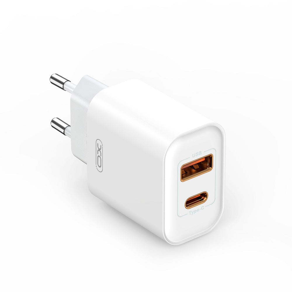 Ładowarka sieciowa XO Design BPCE12, 20W, 3A, 1 x USB-A - 1 x USB-C, Biała