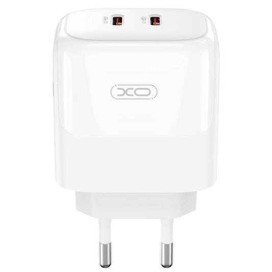 Ładowarka sieciowa XO Design L140, 35W, 3A, 2 x USB-C, biała 