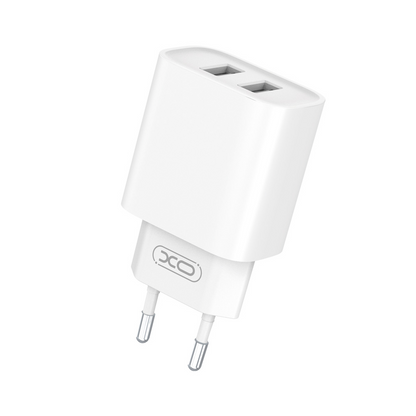 Ładowarka sieciowa XO Design CE02C, 10.5W, 2.1A, 2 x USB-A, Biała