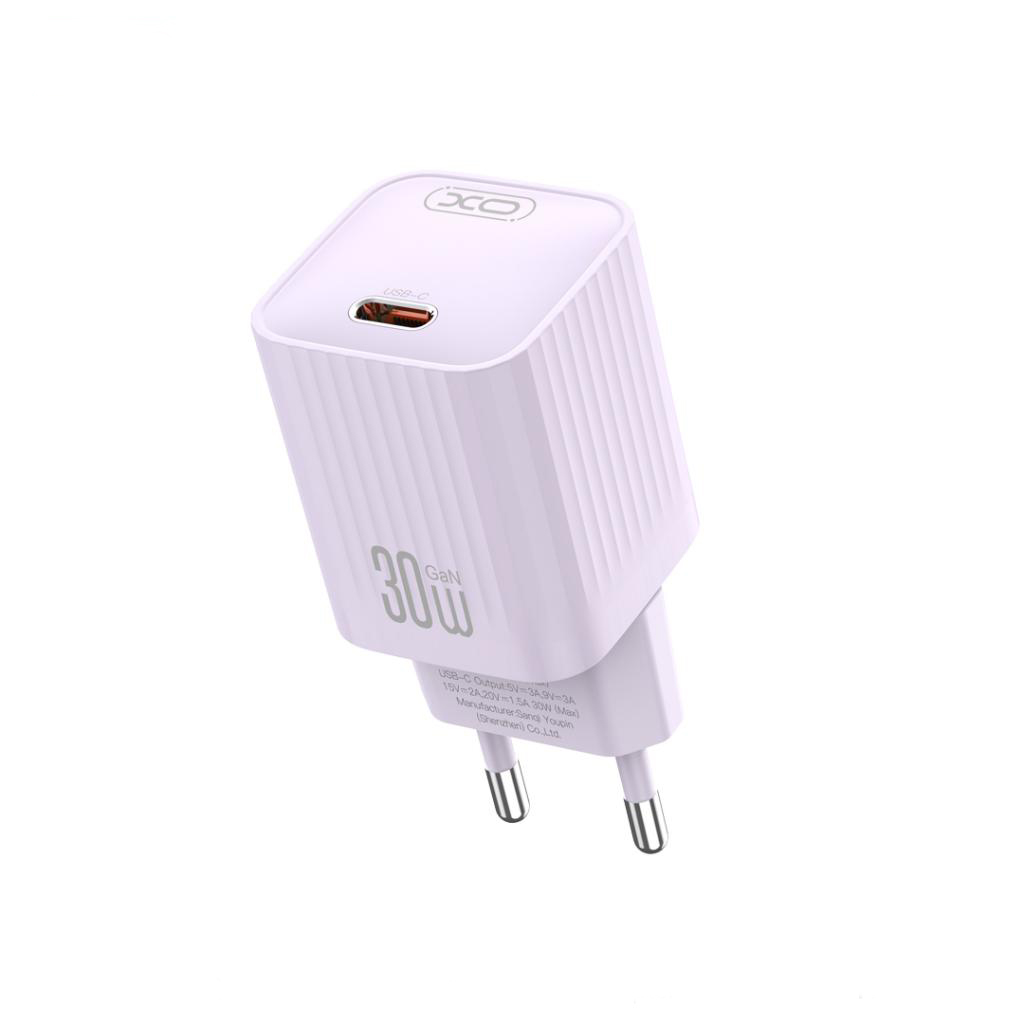 Ładowarka sieciowa XO Design L148, 30W, 3A, 1 x USB-C, Fioletowa