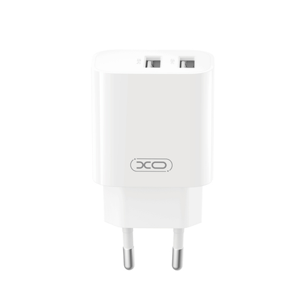 XO Design CE55 Mains Charger, 12W, 2.4A, 2 x USB-A, White
