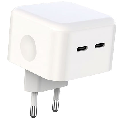 Ładowarka sieciowa XO Design L102, 35W, 3A, 2 x USB-C, Biała