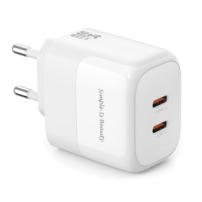 Ładowarka sieciowa XO Design L140, 35W, 3A, 2 x USB-C, biała 