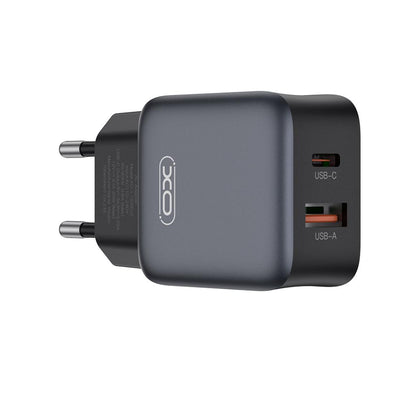 Ładowarka sieciowa XO Design L156, 30W, 3A, 1 x USB-A - 1 x USB-C, Czarny