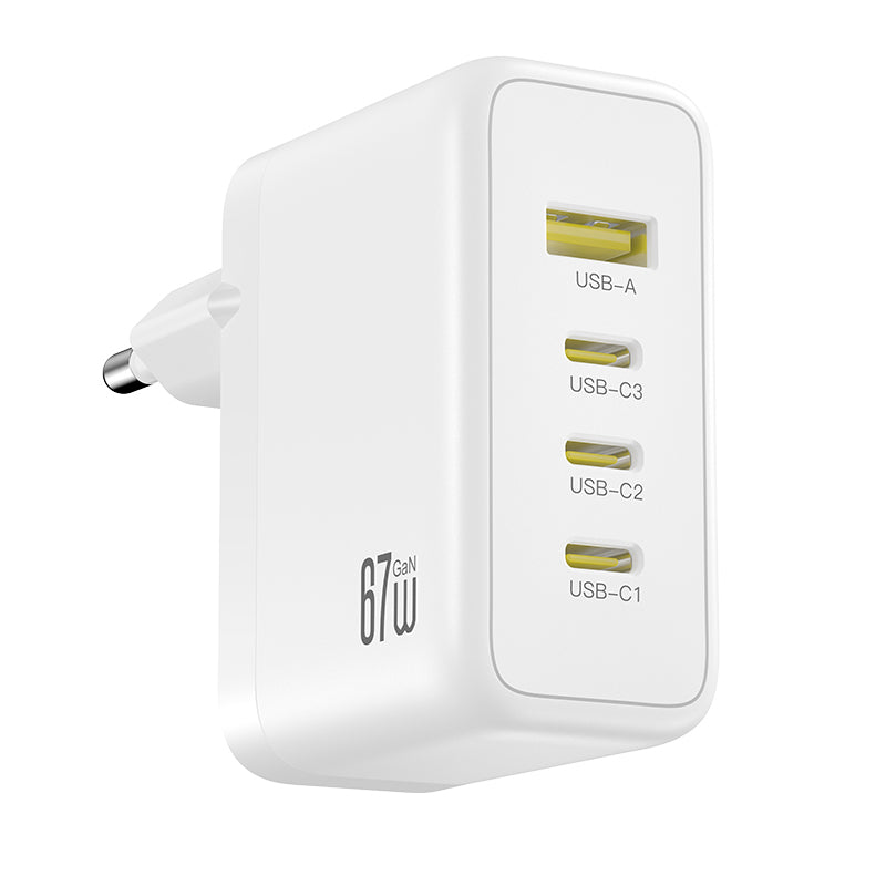 Ładowarka sieciowa XO Design CE39, 67W, 3A, 1 x USB-A - 3 x USB-C, Biała