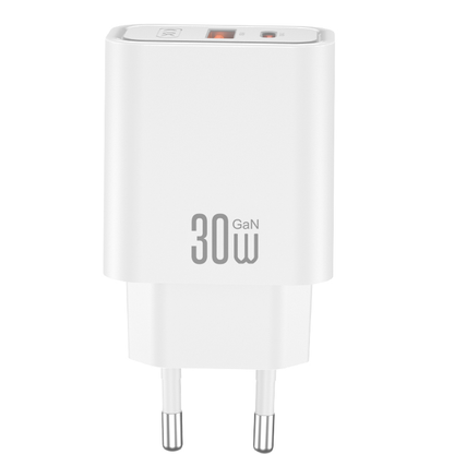 Ładowarka sieciowa XO Design CE42, 30W, 3A, 1 x USB-A - 1 x USB-C, Biała