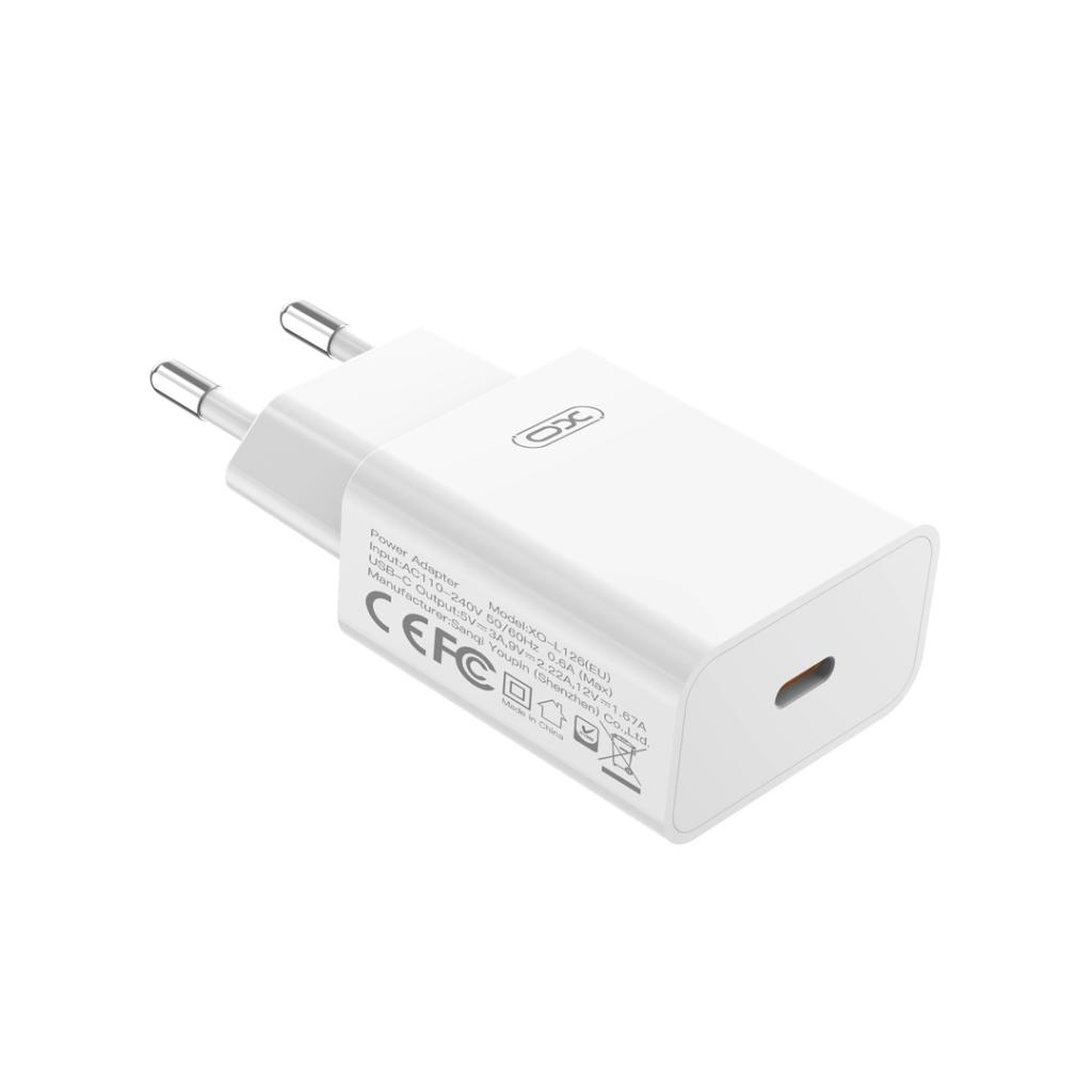 Ładowarka sieciowa XO Design L126, 20W, 3A, 1 x USB-C, Biała
