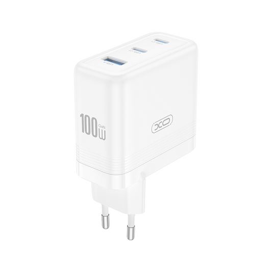 Ładowarka sieciowa XO Design CE35, 100W, 5A, 1 x USB-A - 2 x USB-C, Biała