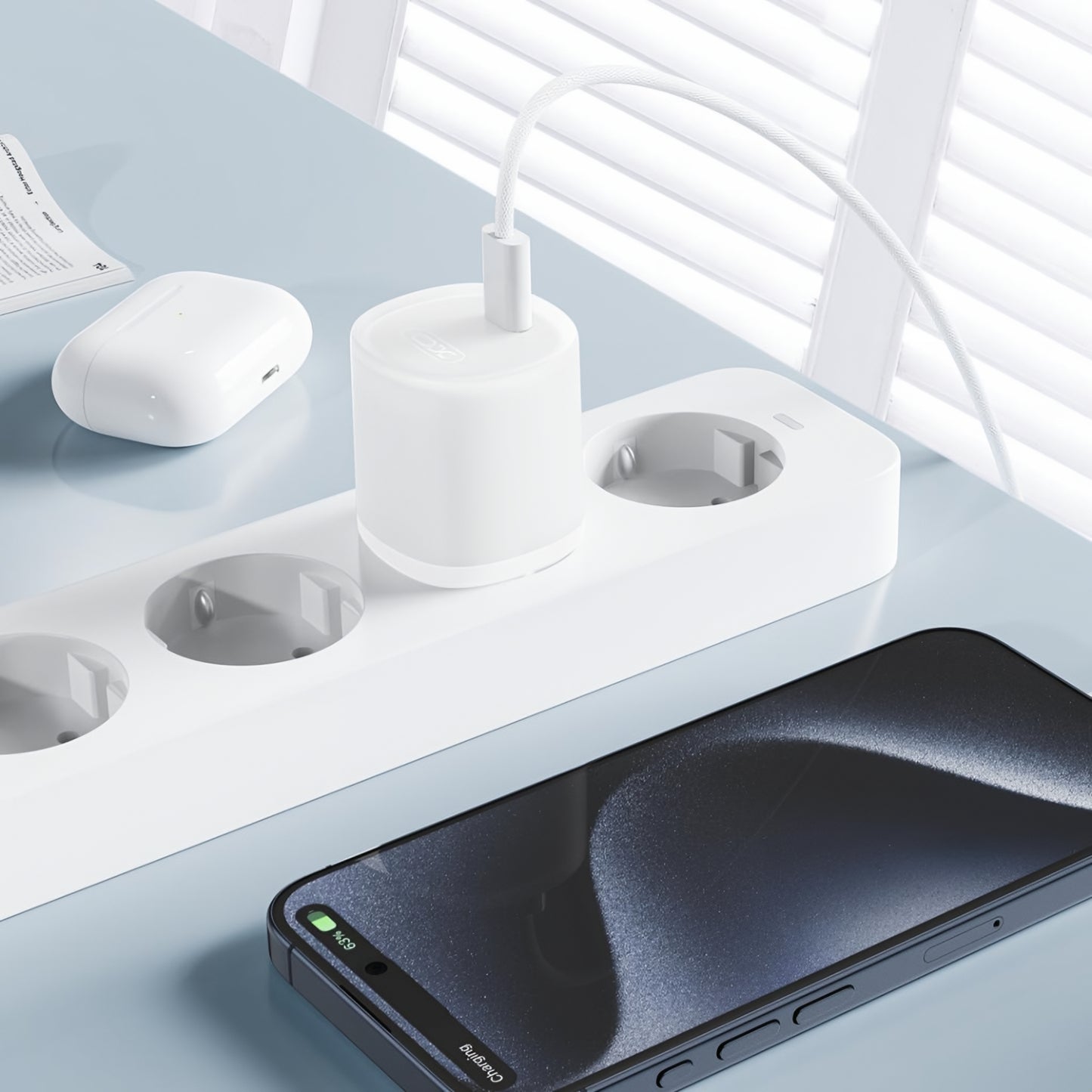 Ładowarka sieciowa XO Design L150, 30W, 3A, 1 x USB-C, Biała