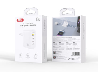 Ładowarka sieciowa XO Design CE39, 67W, 3A, 1 x USB-A - 3 x USB-C, Biała