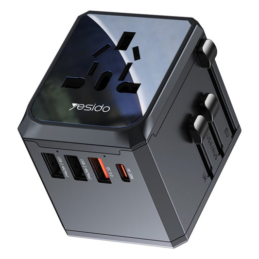 Ładowarka sieciowa Yesido MC24 Travel, 20W, 3A, 3 x USB-A - 1 x USB-C, Czarny