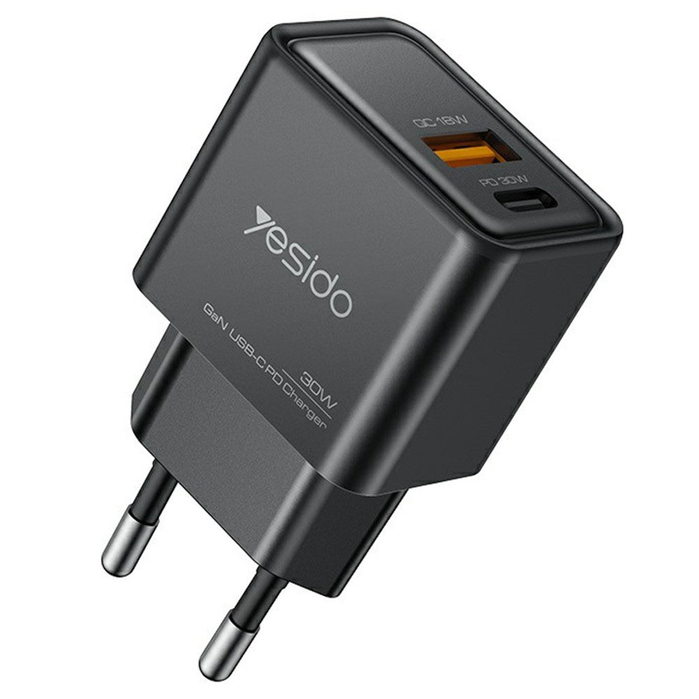 Ładowarka sieciowa Yesido YC64, 30W, 3A, 1 x USB-A - 1 x USB-C, Czarny