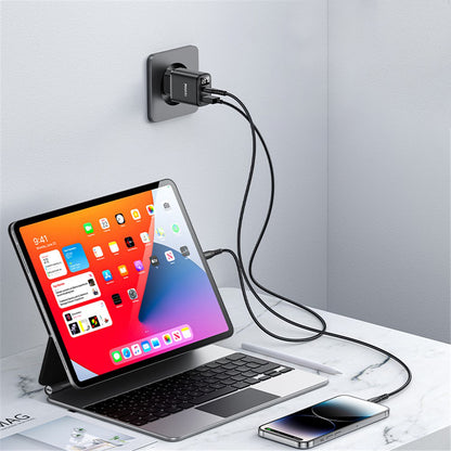 Ładowarka sieciowa Yesido YC68, wyświetlacz 20W, 3A, 1 x USB-A - 1 x USB-C, Czarny