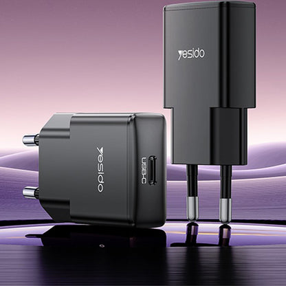 Ładowarka sieciowa Yesido YC74, 30W, 3A, 1 x USB-C, Czarna