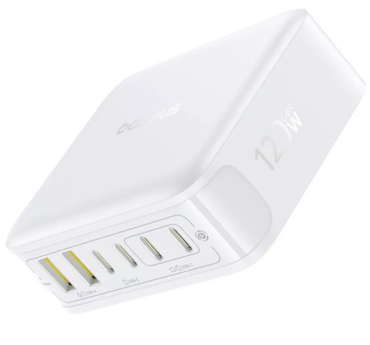 Ładowarka stacja Baseus EnerFill FH21, 120W, 3,25A, 2 x USB-A - 4 x USB-C, Biała E0120T01